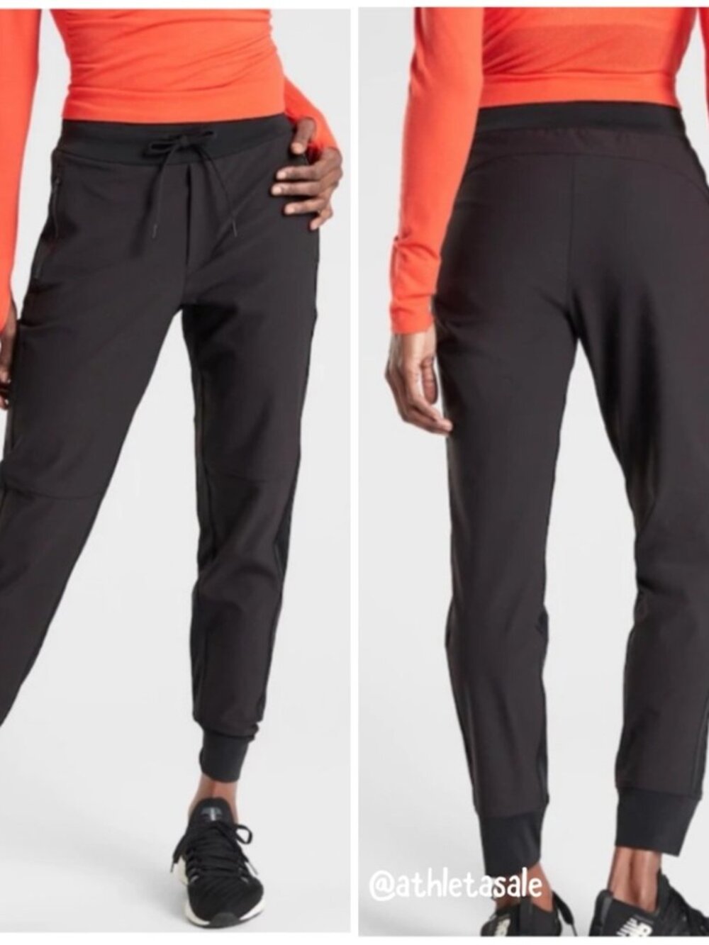 Athleta Women's Black Headlands Hybrid Trek Mid Rise Jogger Size 10‎
